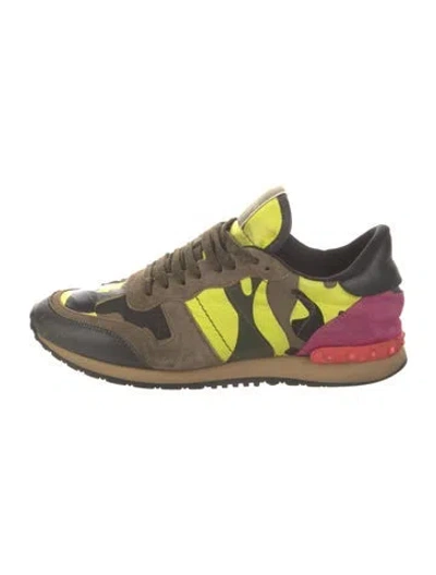 Pre-owned Valentino Garavani Rockstud Accents Suede Athletic Sneakers In Green