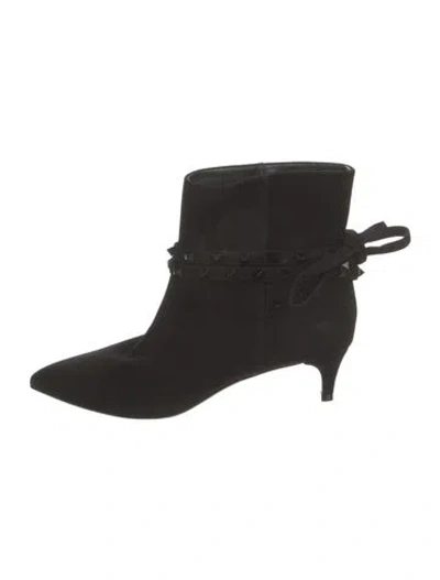 Pre-owned Valentino Garavani Rockstud Accents Suede Boots In Black