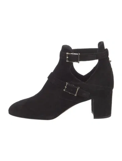Pre-owned Valentino Garavani Rockstud Accents Suede Boots In Black