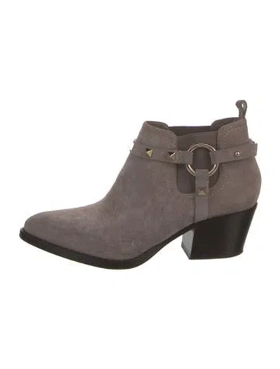 Pre-owned Valentino Garavani Rockstud Accents Suede Boots In Black