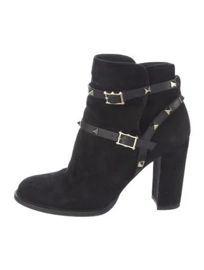 Pre-owned Valentino Garavani Rockstud Accents Suede Boots In Multi