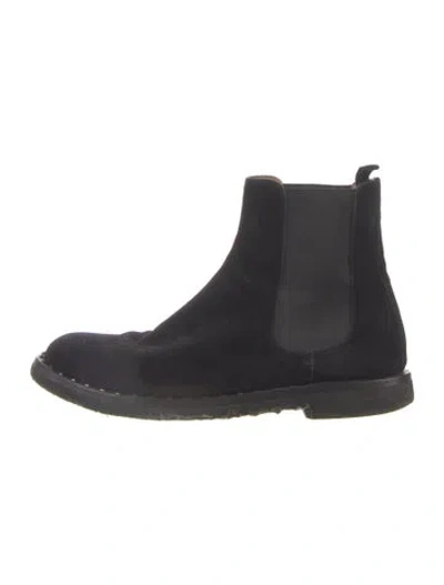 Pre-owned Valentino Garavani Rockstud Accents Suede Chelsea Boots In Black
