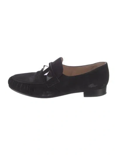 Pre-owned Valentino Garavani Rockstud Accents Suede Loafers In Black