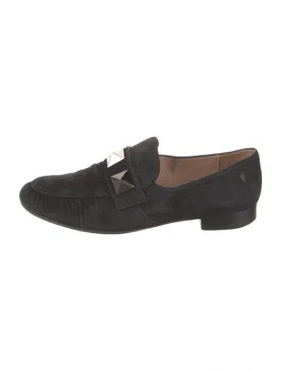 Pre-owned Valentino Garavani Rockstud Accents Suede Loafers In Black