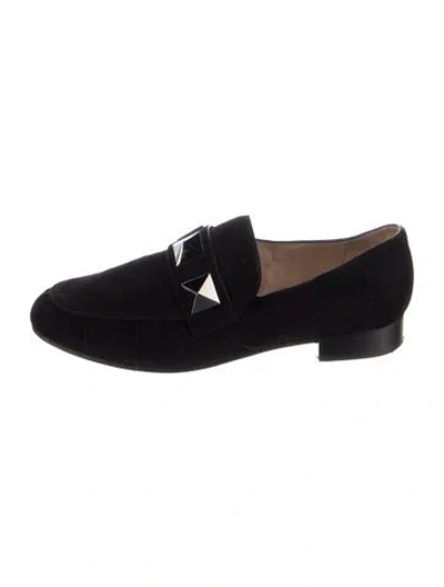 Pre-owned Valentino Garavani Rockstud Accents Suede Loafers In Blue
