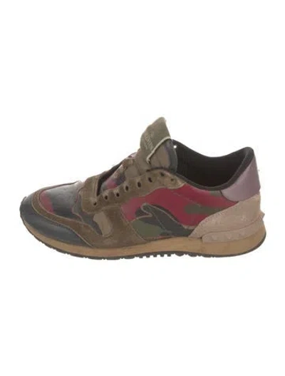 Pre-owned Valentino Garavani Rockstud Accents Suede Sneakers In Green