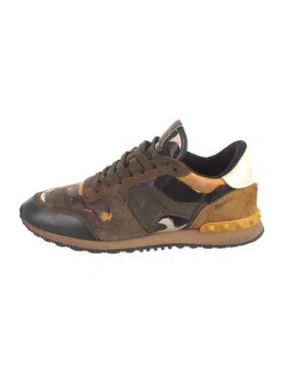 Pre-owned Valentino Garavani Rockstud Accents Suede Sneakers In Green
