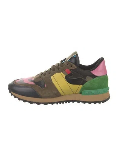 Pre-owned Valentino Garavani Rockstud Accents Suede Sneakers In Multi