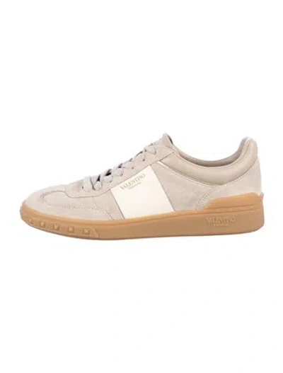 Pre-owned Valentino Garavani Rockstud Accents Suede Sneakers In Neutral