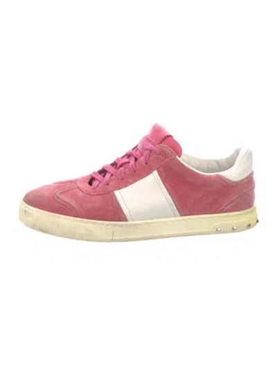 Pre-owned Valentino Garavani Rockstud Accents Suede Sneakers In Pink