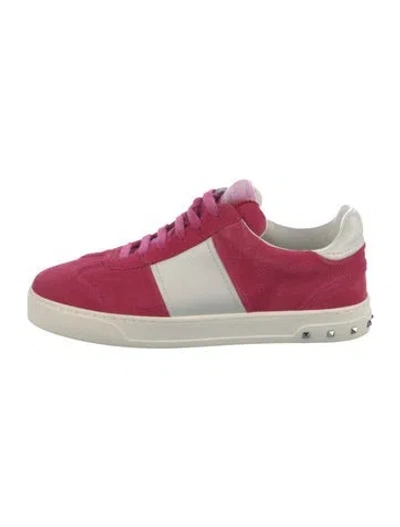 Pre-owned Valentino Garavani Rockstud Accents Suede Sneakers In Pink