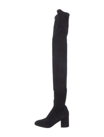 Pre-owned Valentino Garavani Rockstud Accents Suede Sock Boots In Black