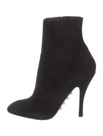 Pre-owned Valentino Garavani Rockstud Accents Suede Sock Boots In Black
