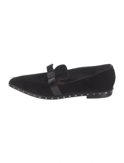 Pre-owned Valentino Garavani Rockstud Accents Velvet Loafers In Black