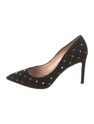 Pre-owned Valentino Garavani Rockstud Accents Velvet Pumps In Black