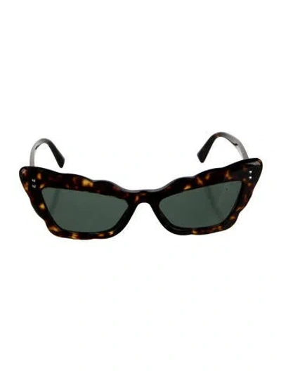 Pre-owned Valentino Rockstud Accents Wayfarer Sunglasses In Brown