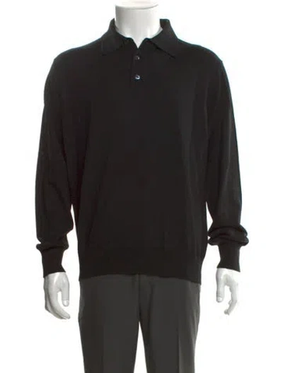Pre-owned Valentino Rockstud Accents Wool Polo Shirt In Black