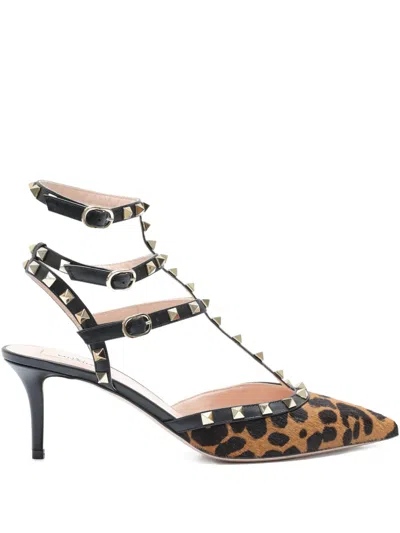 Valentino Garavani Rockstud Animal-print Heeled Sandals In Animal Print