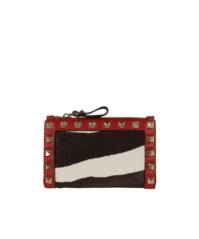 Valentino Garavani Valentino Rockstud Animalier Coin Wallet In Multi
