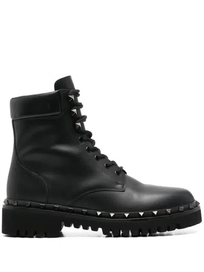 Pre-owned Valentino Garavani Rockstud Ankle Boots In Black