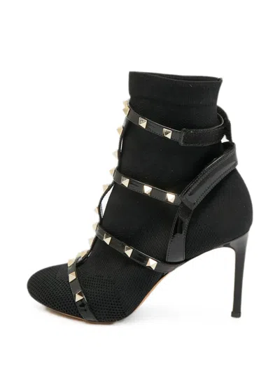 Pre-owned Valentino Garavani Rockstud Ankle Boots In Black