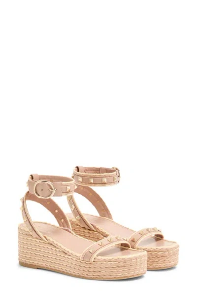 Valentino Garavani Valentino Rockstud Ankle Strap Espadrille Platform Sandal In Animal Print