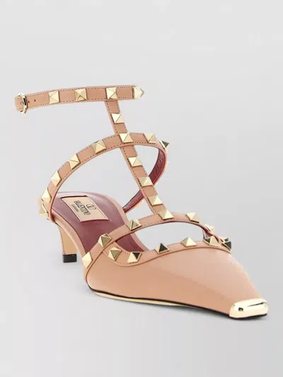 Valentino Garavani Rockstud Ankle Strap Pointed Toe Sandals In Pink