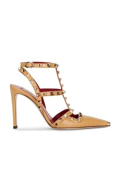 Valentino Garavani Rockstud Ankle Strap Pump In Brown