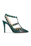 Valentino Rockstud Ankle Strap Pump In Green