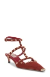 Valentino Rockstud Ankle Strap Pump In Rust