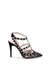 Valentino `rockstud` Ankle Strap Pumps In Black