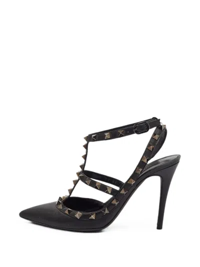 Pre-owned Valentino Garavani Rockstud Ankle Strap Pumps In Black
