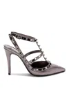 Valentino Garavani Laminated Grey Rockstud Pumps With 10 Cm Heel In Leather Woman In Grey