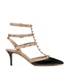 Valentino Garavani Two-tone Leather Rockstud Pumps In Nude