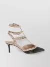 Valentino Rockstud Caged 65 Patent Ankle Strap Pump In Black