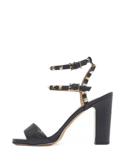 Pre-owned Valentino Garavani Rockstud Ankle Strap Sandals In Black