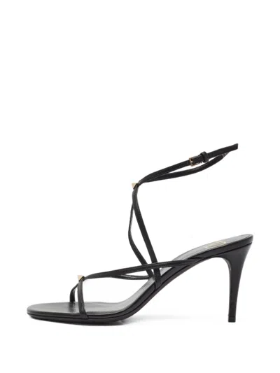 Pre-owned Valentino Garavani Rockstud Ankle Strap Sandals In Black