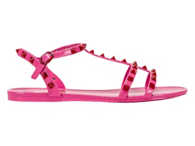 Pre-owned Valentino Garavani Rockstud Ankle Strap Sandals (women's) Sneakers In Pink
