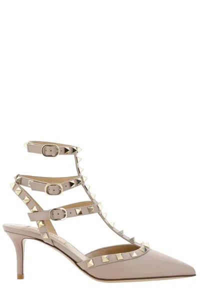 Valentino Garavani Valentino Rockstud Ankle Strap T. 65 In Gold