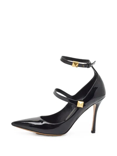 Pre-owned Valentino Garavani Rockstud Ankle-strap Heeled Pumps In Black