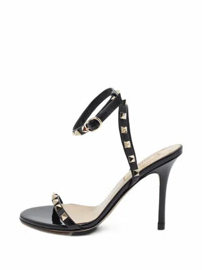 Pre-owned Valentino Garavani Rockstud Ankle-strap Sandals In Black