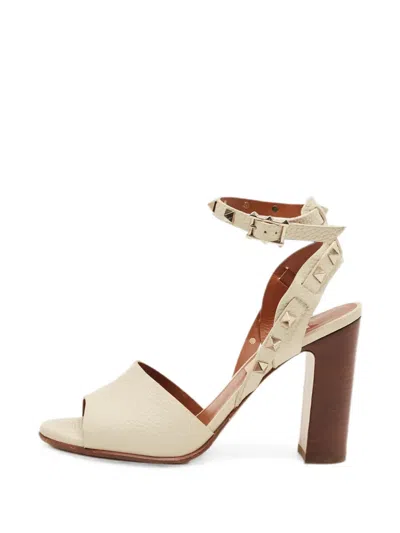 Pre-owned Valentino Garavani Rockstud Ankle-strap Sandals In Neutral