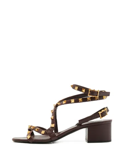 Pre-owned Valentino Garavani Rockstud Ankle-strap Sandals In Red
