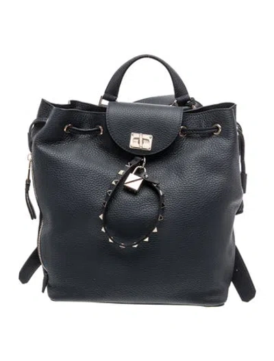 Pre-owned Valentino Garavani Rockstud Backpack In Black