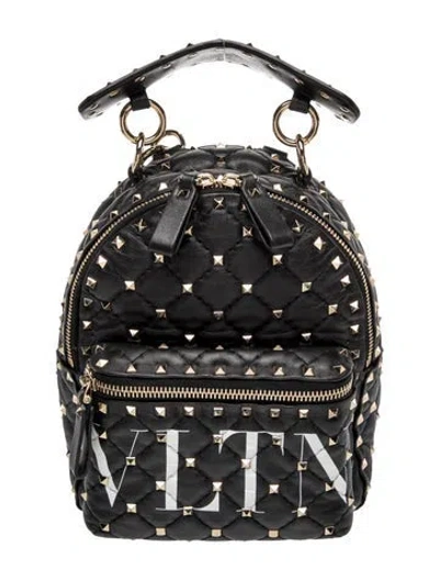 Pre-owned Valentino Garavani Rockstud Backpack In Black