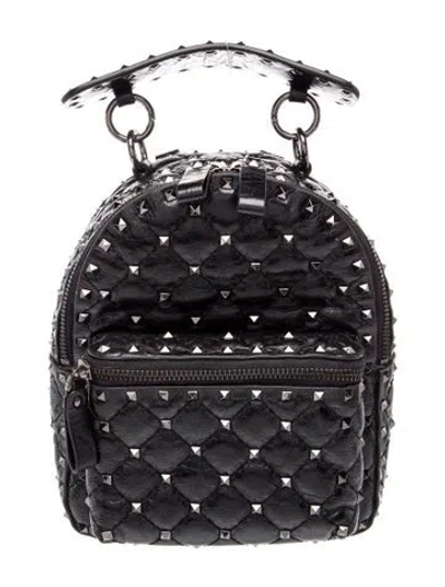 Pre-owned Valentino Garavani Rockstud Backpack In Black