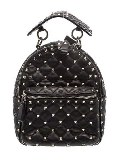 Pre-owned Valentino Garavani Rockstud Backpack In Black