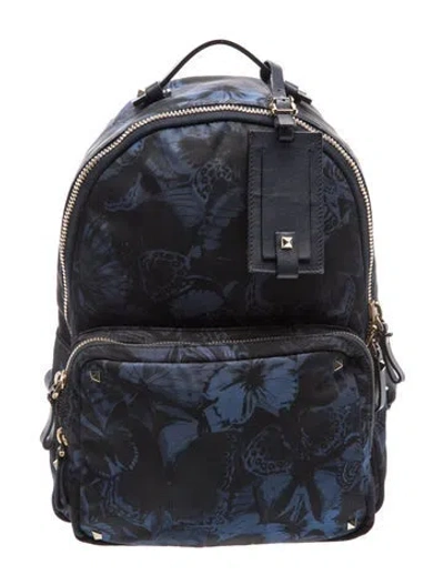 Pre-owned Valentino Garavani Rockstud Backpack In Blue