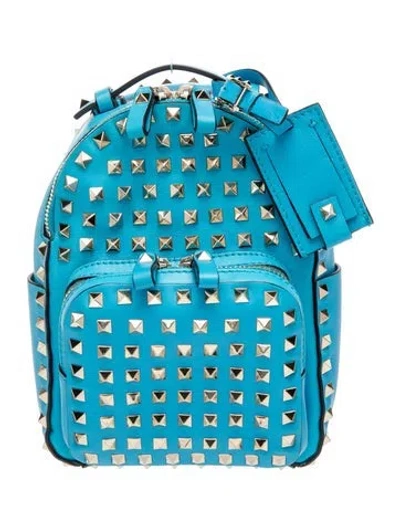 Pre-owned Valentino Garavani Rockstud Backpack In Blue