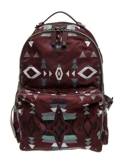 Pre-owned Valentino Garavani Rockstud Backpack In Burgundy